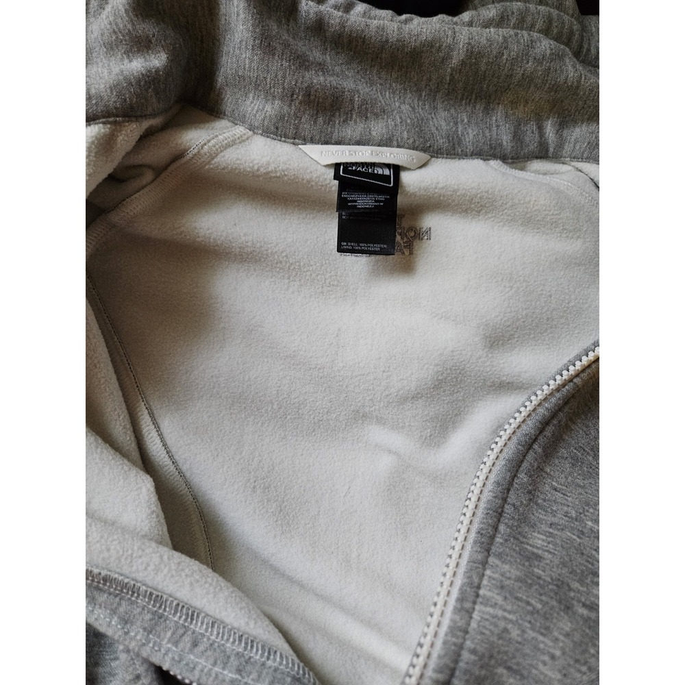 The North Face Women's Small Gray Full Zip Fleece Jacket Tie Waist Mock Neck - Picture 10 of 13